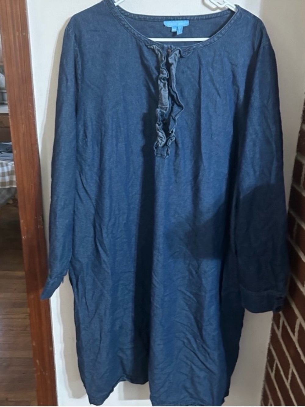 Draper James Size 24 Dark Denim Button Waist Dress